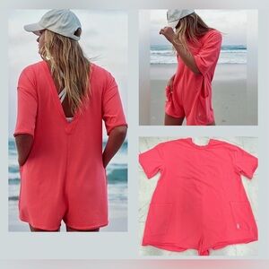 Sale!▪️NWOT Free People Hot Shot Tee Romper In Electric Sunset